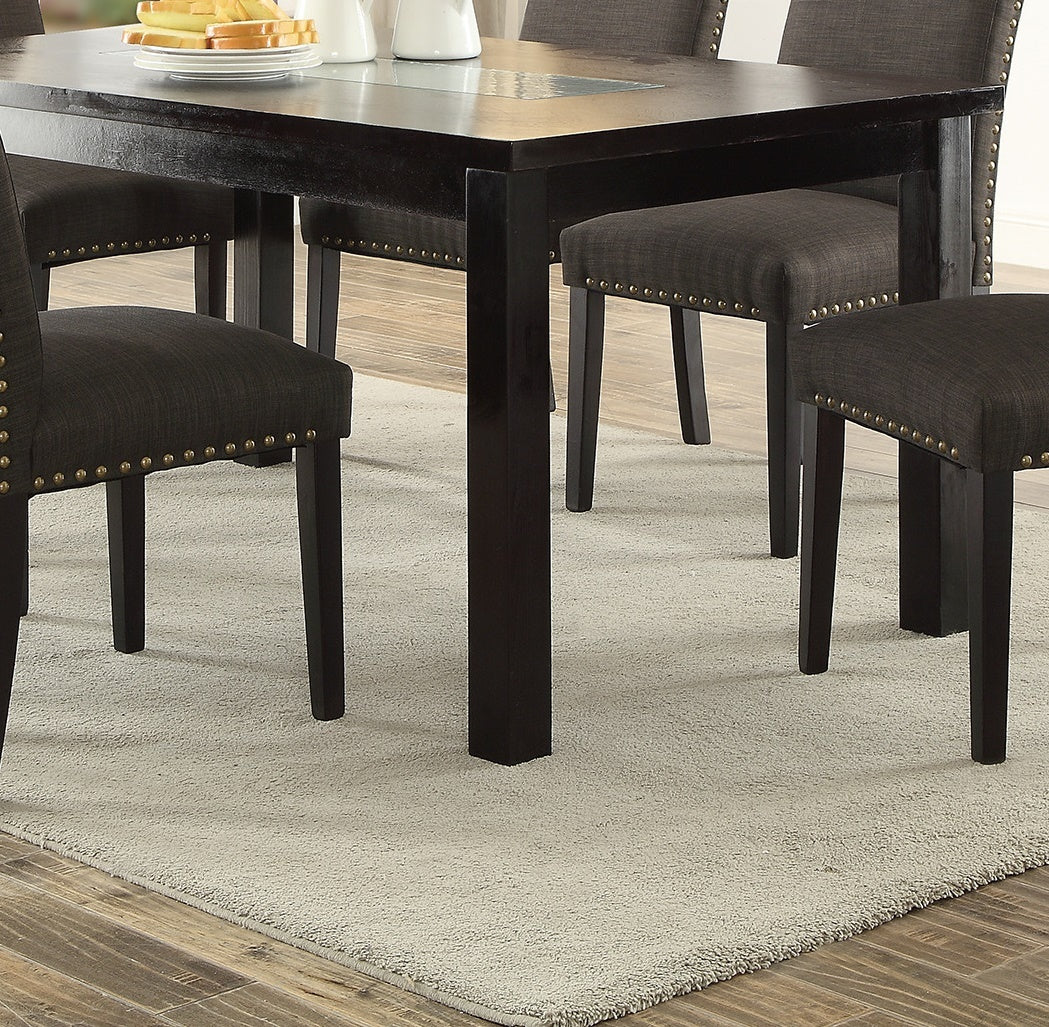 Contemporary Dining Table Ash Black Polyfiber Upholstery 6X Side Chairs Cushion Seats 7Pc Dining Set Dining Room Furniture Upholstered Chair Wood Gun Ash Seats 6 Wood Dining Room 60 Inches Contemporary,Modern,Transitional Birch 4 Leg Rectangular Dining