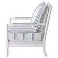 White And Navy Upholstered Stripe Accent Chair White White Primary Living Space Traditional Foam Fabric