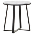 White Faux Marble And Matte Black End Table White Primary Living Space Contemporary,Modern Round Coffee & End Tables Wood Sled