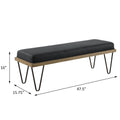 Dark Blue And Black Upholstered Bench Dark Blue Rectangular Black Mid Century Modern Backless Wood Foam Fabric