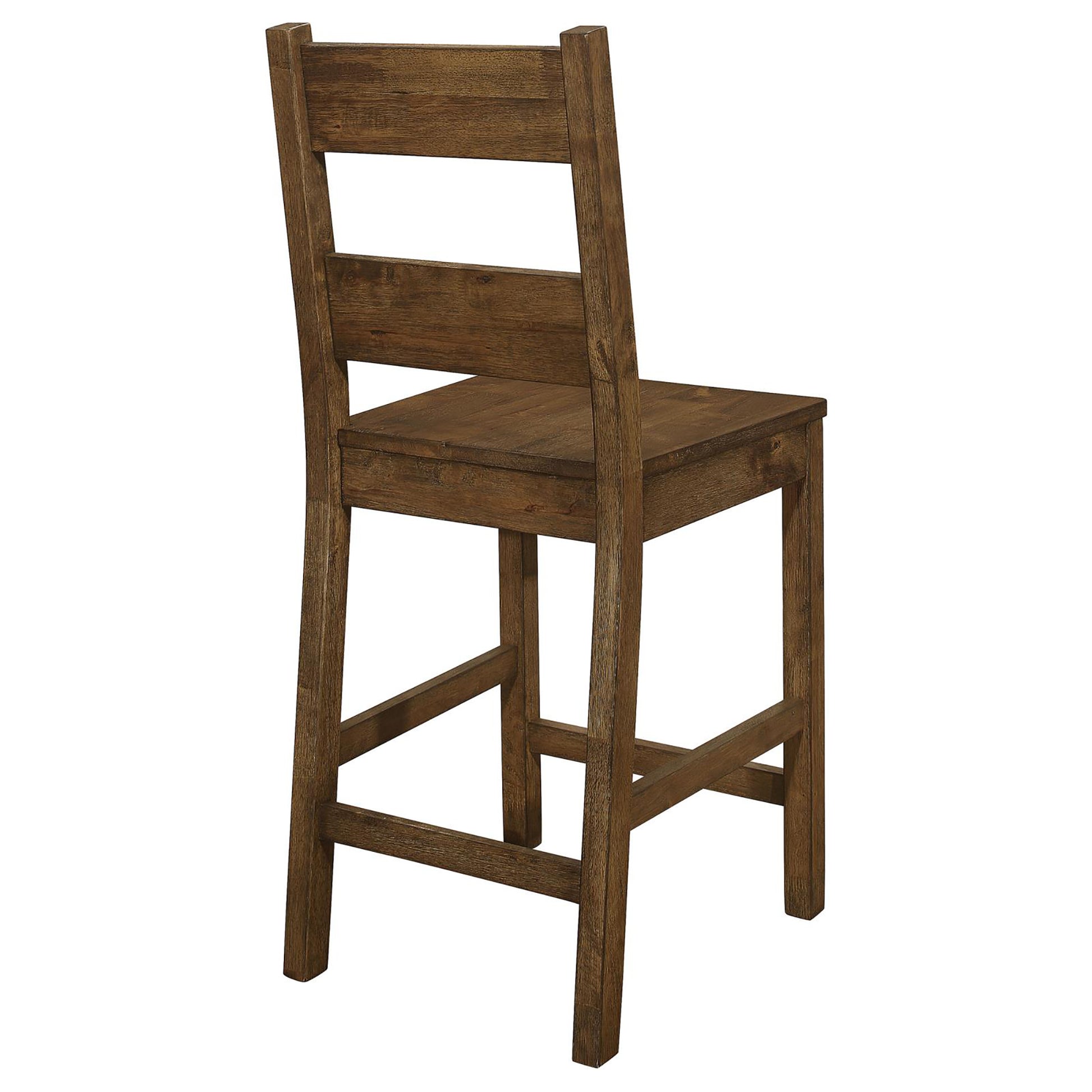 Rustic Golden Brown Ladder Back Counter Height Stools Set Of 2 Solid Brown Light Brown Dining Room Wipe Clean Rectangular Farmhouse,Rustic Bar Stools Rubberwood Ladder Back Wood