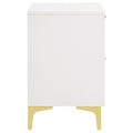 White And Gold 2 Drawer Rectangular Nightstand White White 2 Drawers Bedroom Drawer Storage Glam Rubberwood Dovetail Joints White Wood