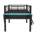 Gaming Mid Loft Bed With Desk, Led, Twin, Black Twin Black Mdf Metal