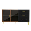 Modern Sideboard MDF Buffet Cabinet Marble black-mdf+glass