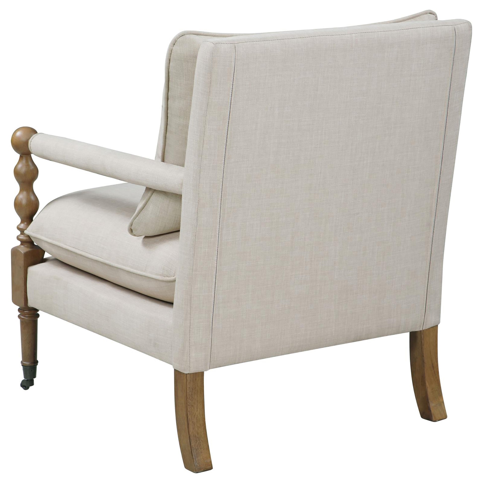 Beige Wooden Accent Chair With Turned Legs Beige Light Brown Primary Living Space Traditional Rubberwood Foam Fabric