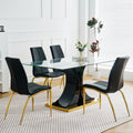 Modern Style Glass Table, Elegant Transparent Design, Durable Support Base, Solid, Selected Materials Made Of Furniture Display Fashion, Suitable For The Living Room Set Of 1 Black Gold Tempered Glass