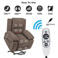 Electric Power Recliner Chair With Massage For Elderly ,Remote Control Multi Function Lifting, Timing, Cushion Heating Chair With Side Pocket Brown Brown Power Remote Metal Primary Living Space American Design Cat Scratch Fabric