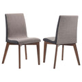 Grey And Natural Walnut Upholstered Side Chairs Set Of 2 Solid Grey Light Brown Dining Room Foam Spot Clean Mid Century Modern Side Chair Rubberwood Solid Back Foam Fabric