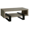 Grey Driftwood 1 Shelf Coffee Table Grey Gray Primary Living Space Contemporary,Modern Rectangular Open Storage Coffee & End Tables Wood Sled