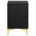 Black And Gold 2 Drawer Rectangular Nightstand Black 2 Drawers Bedroom Drawer Storage Glam Rubberwood Dovetail Joints Black Wood