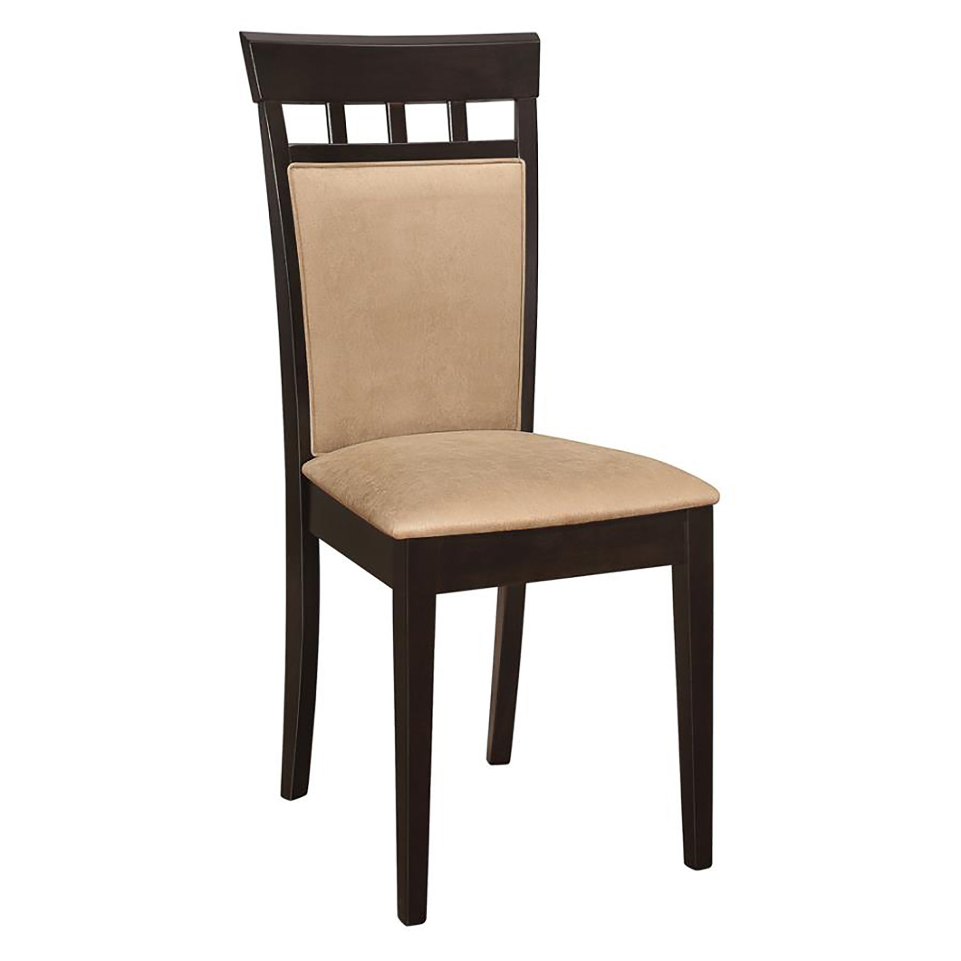 Beige And Cappuccino Upholstered Side Chairs Set Of 2 Solid Beige Brown Dining Room Spot Clean Transitional Side Chair Rubberwood Solid Back Foam Microfiber