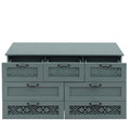 7 Drawer Cabinet, American Furniture, Suitable For Bedroom, Living Room, Study Dark Green Particle Board