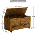 Storage Chest, Storage Trunk On Wheels With Brakes, Sturdy Storage Bench Supports 300 Lb, Wooden Entryway Bench, Shoe Bench, Movable, Safety Hinge, U Shaped Opening, Easy Assembly, Rustic Brown Chest 1 2 Spaces Barn Door Rustic Brown Brown Primary Living