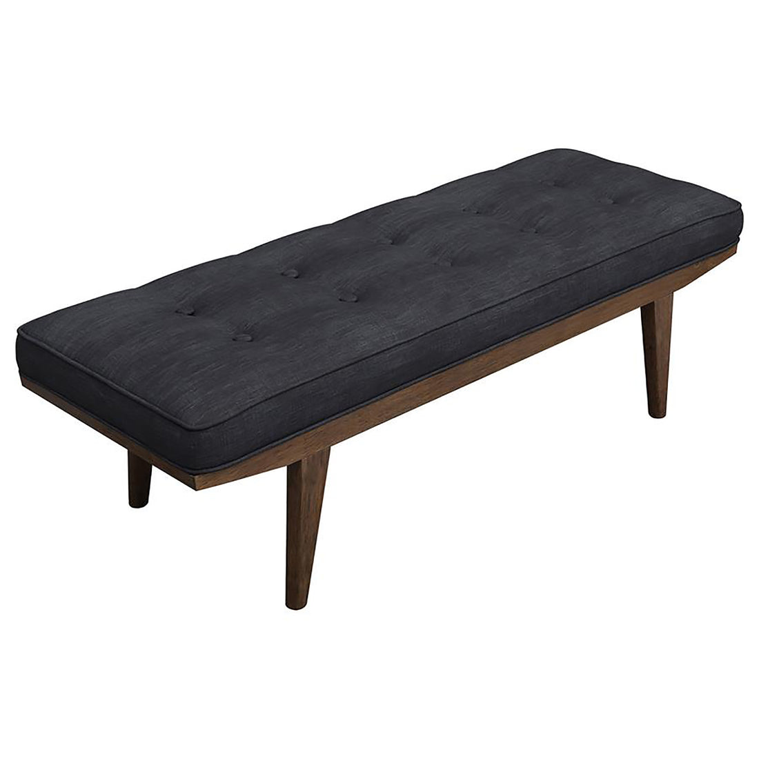 Grey And Oak Tufted Bench Grey Brown Primary Living Space Polyester Rectangular Grey Mid Century Modern Rubberwood Wood Foam Fabric