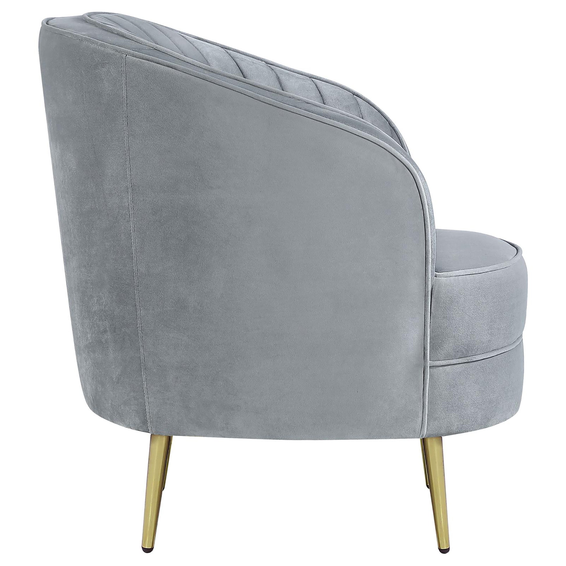 Grey And Gold Upholstered Tufted Chair Grey Primary Living Space Contemporary,Modern Eucalyptus Foam Velvet