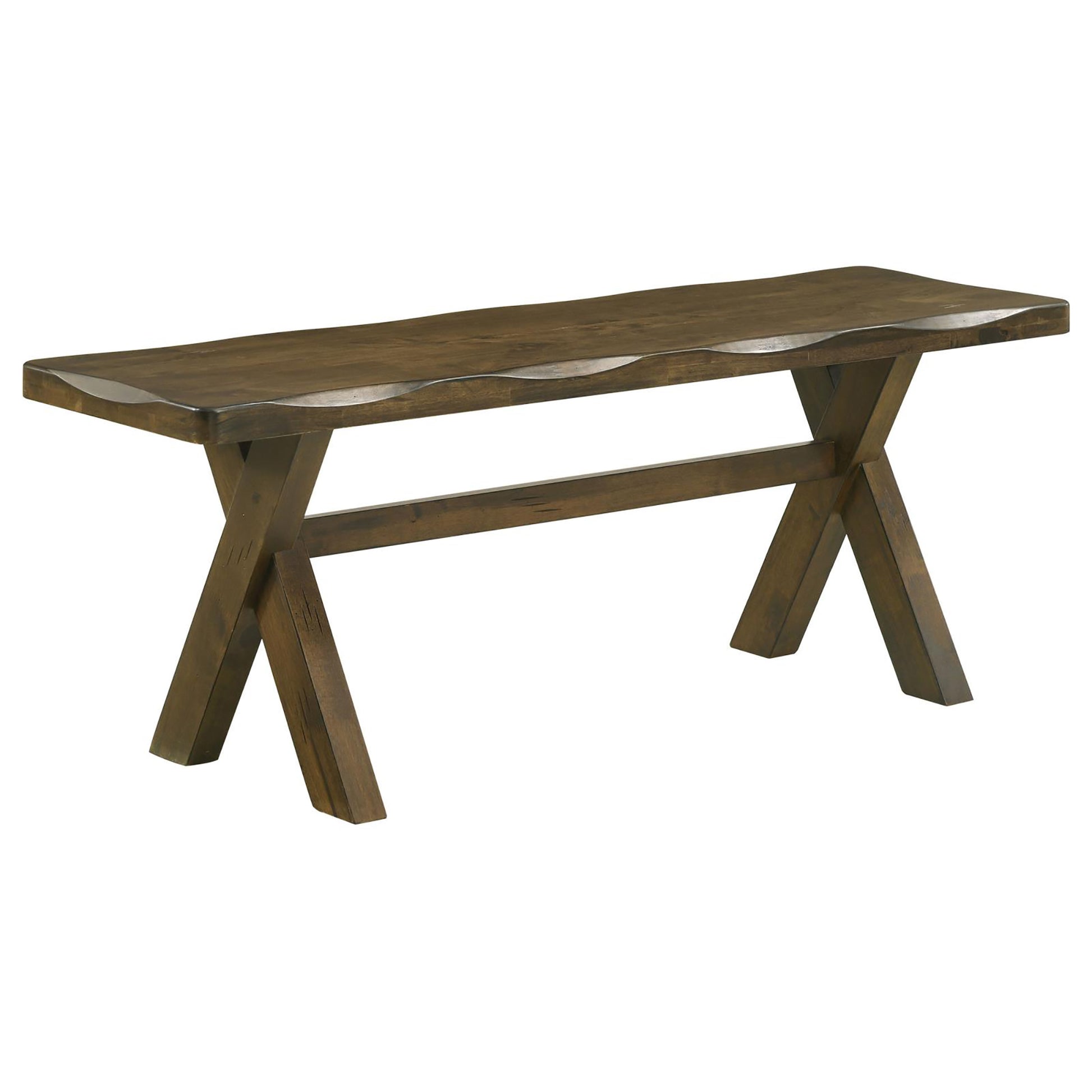 Knotty Nutmeg Dining Bench Brown Brown Dining Room Wipe Clean Rectangular Farmhouse,Rustic Rubberwood Wood