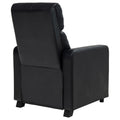 Black Upholstered Push Back Recliner Black Faux Leather Manual Push Back Wood Primary Living Space Medium Firm Tufted Back Contemporary,Modern Fir Square Arms Foam Faux Leather