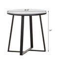 White Faux Marble And Matte Black End Table White Primary Living Space Contemporary,Modern Round Coffee & End Tables Wood Sled