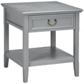 Side Table With Storage, Vintage End Table With Drawer And Open Shelf, Beside Table For Bedroom, Living Room, Gray Gray Mdf