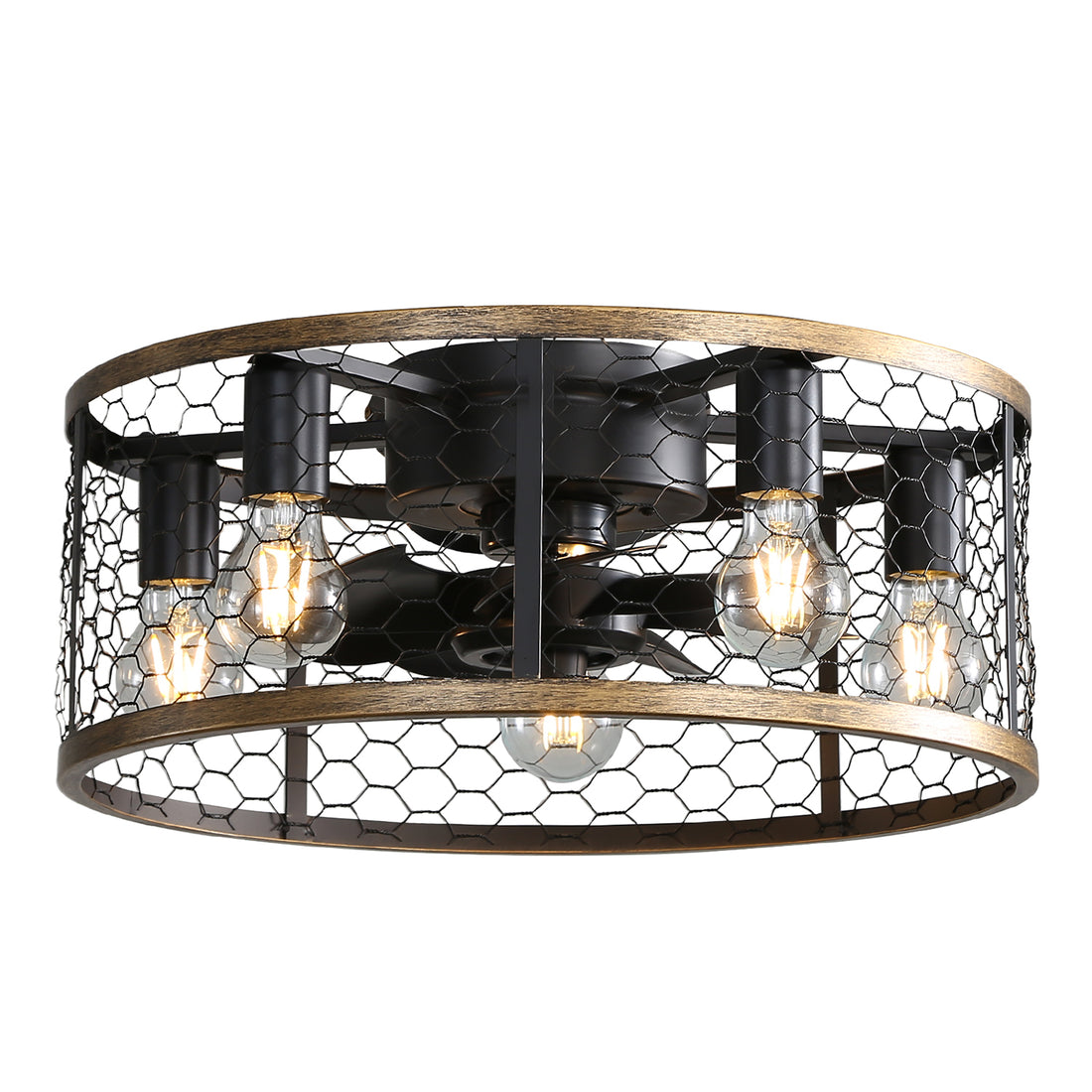 20 Inch Industrial Caged Ceiling Fan, With 7 ABS black-metal