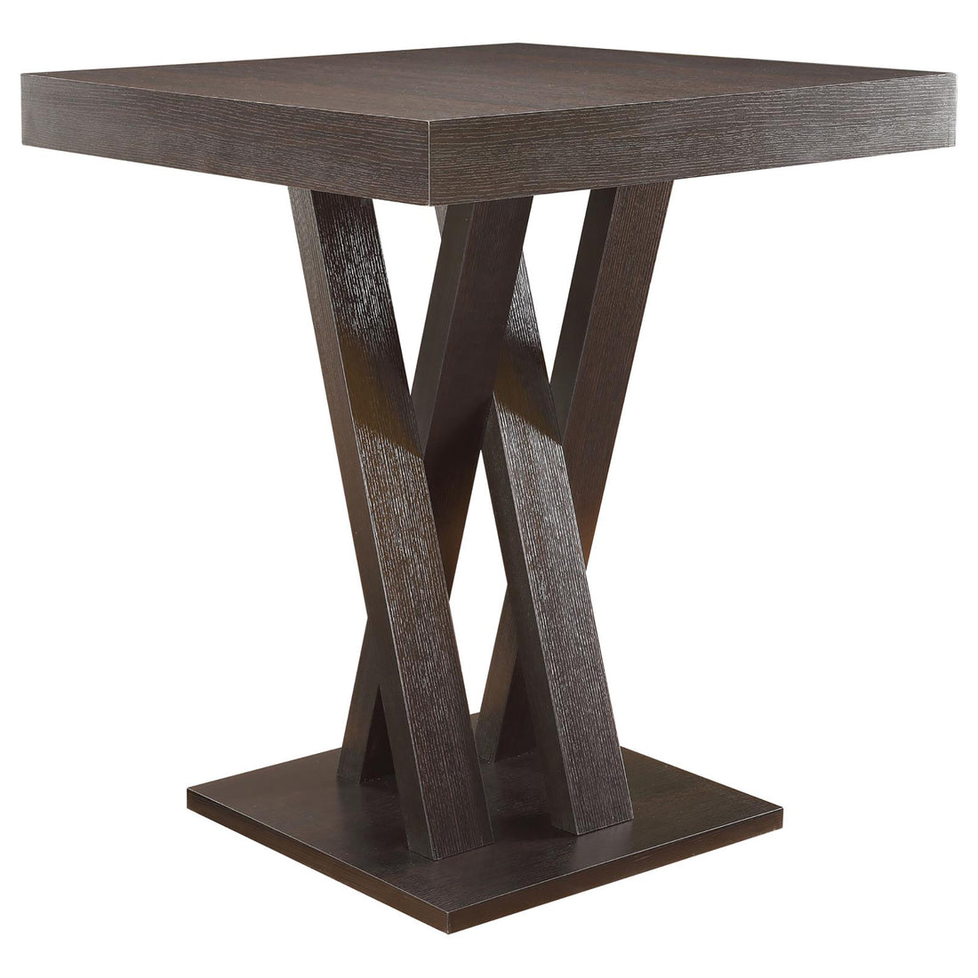 Cappuccino Double X Base Square Bar Table Cappuccino Brown Dining Room Contemporary,Modern Square Kitchen & Dining Tables Wood Pedestal