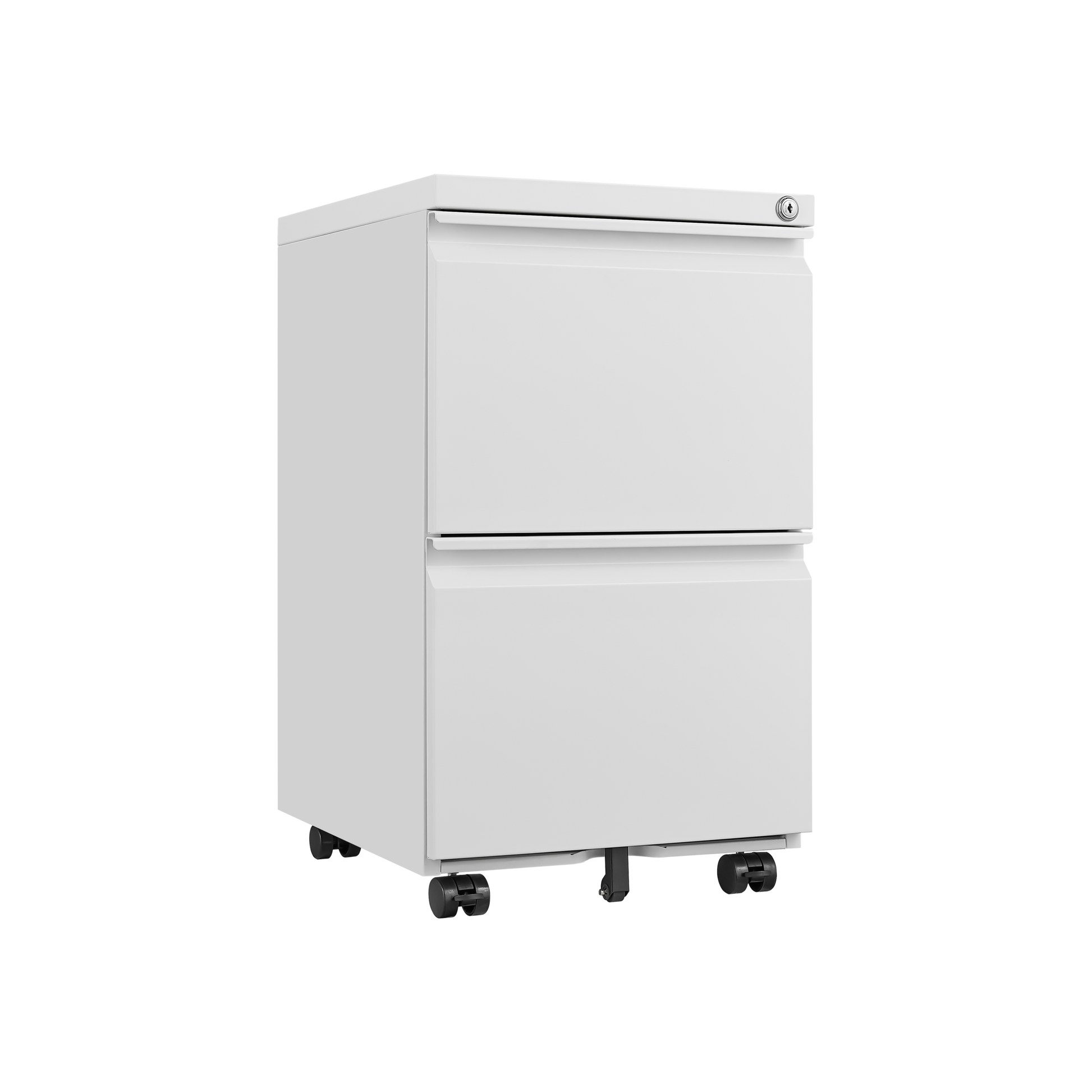 Metal 2 Drawer Mobile File Cabinet With Lock, Under Desk Office Steel Filing Cabinet, 25.6''H Legal Letter Size Files Storage Cabinet,White Filing Cabinets 1 2 Drawers White Office Mobile Steel Metal