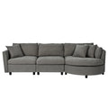Three Indoor Cushioned Combination Sofas With Three Pillows And Curved Seat, For Living Room, Study Room, And Apartment Gray Polyester