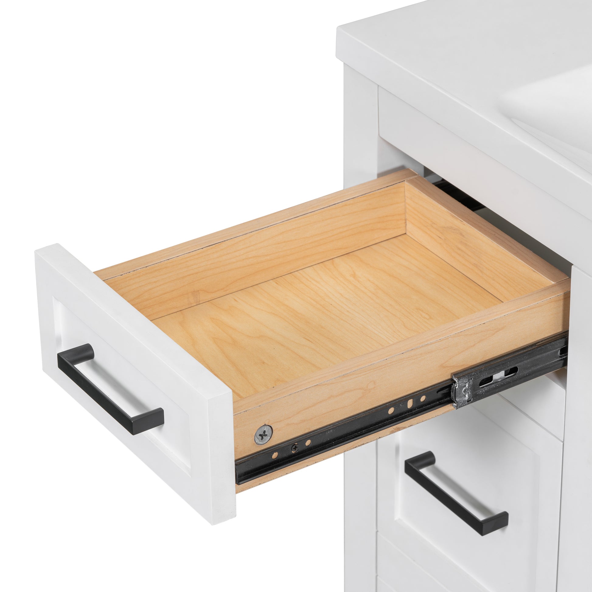 36" Bathroom Vanity Cabinet With Resin Integrated Sink 4 Drawers, 2 Doors White Solid Wood Mdf Resin