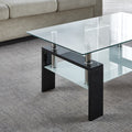 Artisan Center Coffee Table, Tempered Glass Top Stainless Steel Legs For Living Room, Black Black Mdf