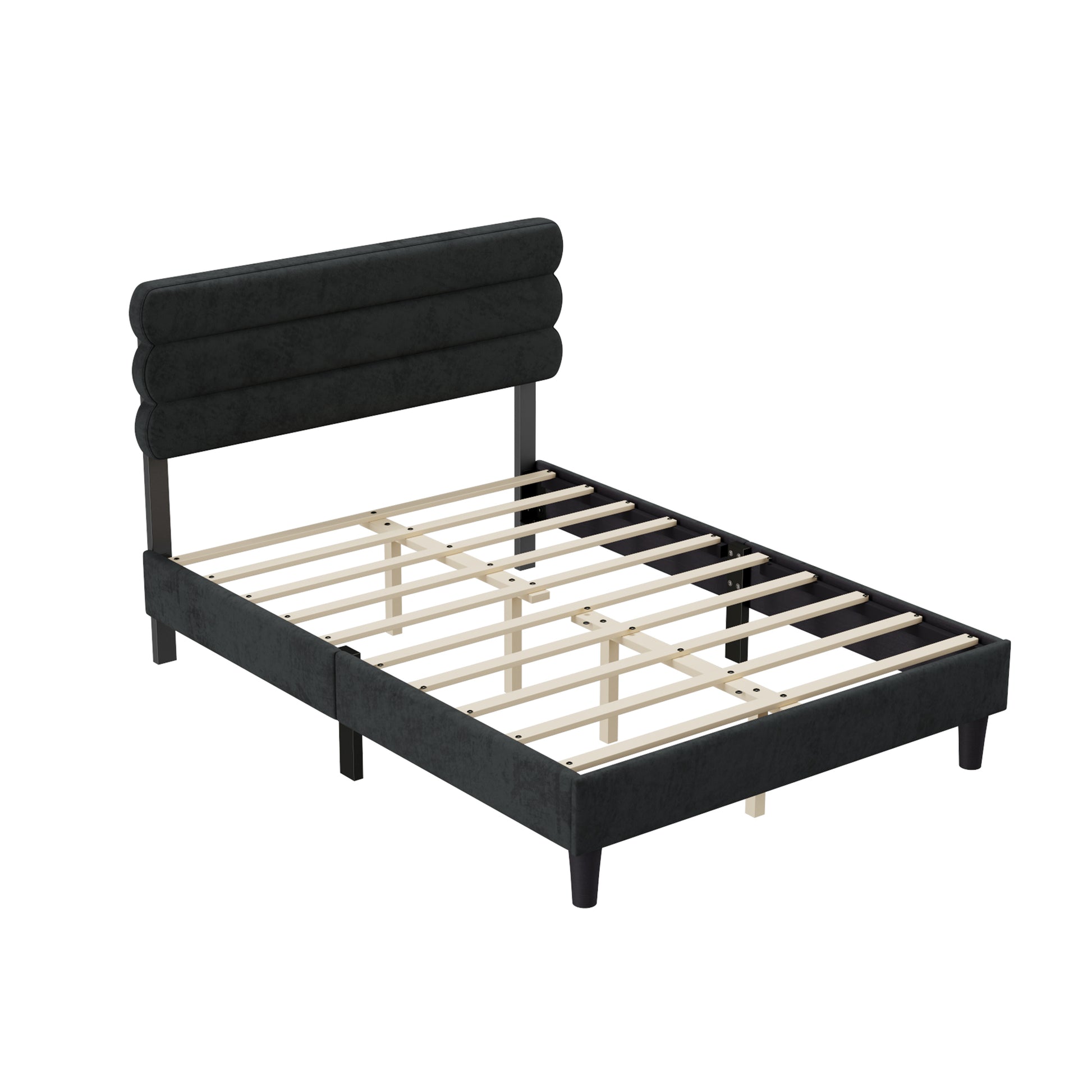 Queen Bed Frame With Headboard,Sturdy Platform Bed With Wooden Slats Support,No Box Spring,Mattress Foundation,Easy Assembly Dark Grey Dark Grey Wood