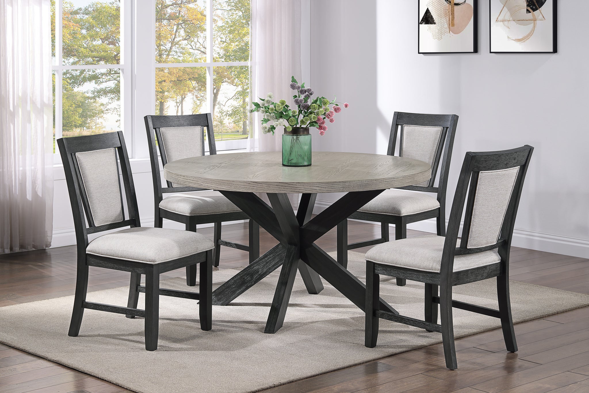 2pc Contemporary Dining Side Chair Upholstered