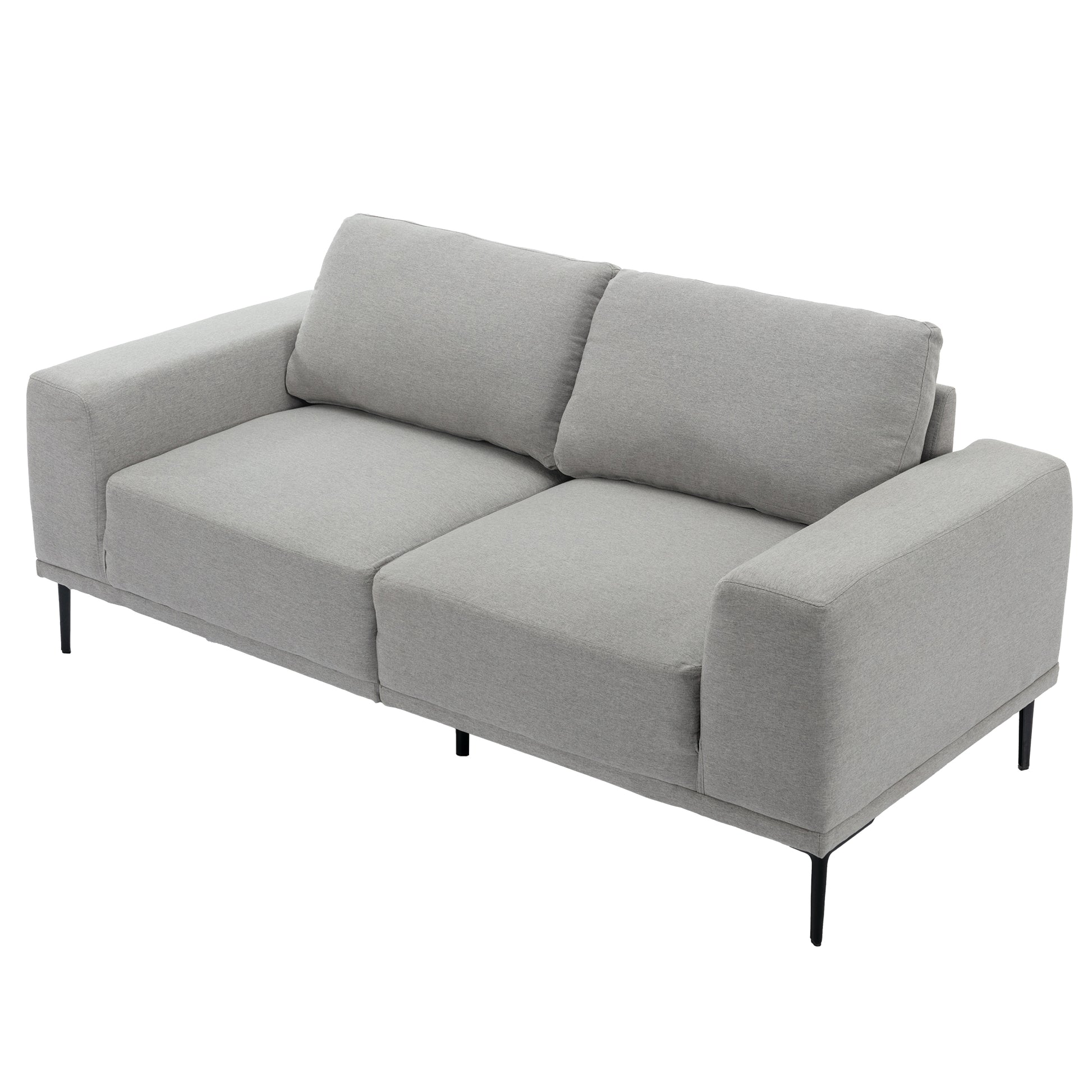 Large Sofa, 74.8 Inch Linen Fabric Loveseat Couch Mid Century Modern Upholstered Accent Couches For Living Room, Apartment, Bedroom,Light Grey Light Grey Linen Wood Dining Room Medium Soft Cushion Back Foam Linen 2 Seat