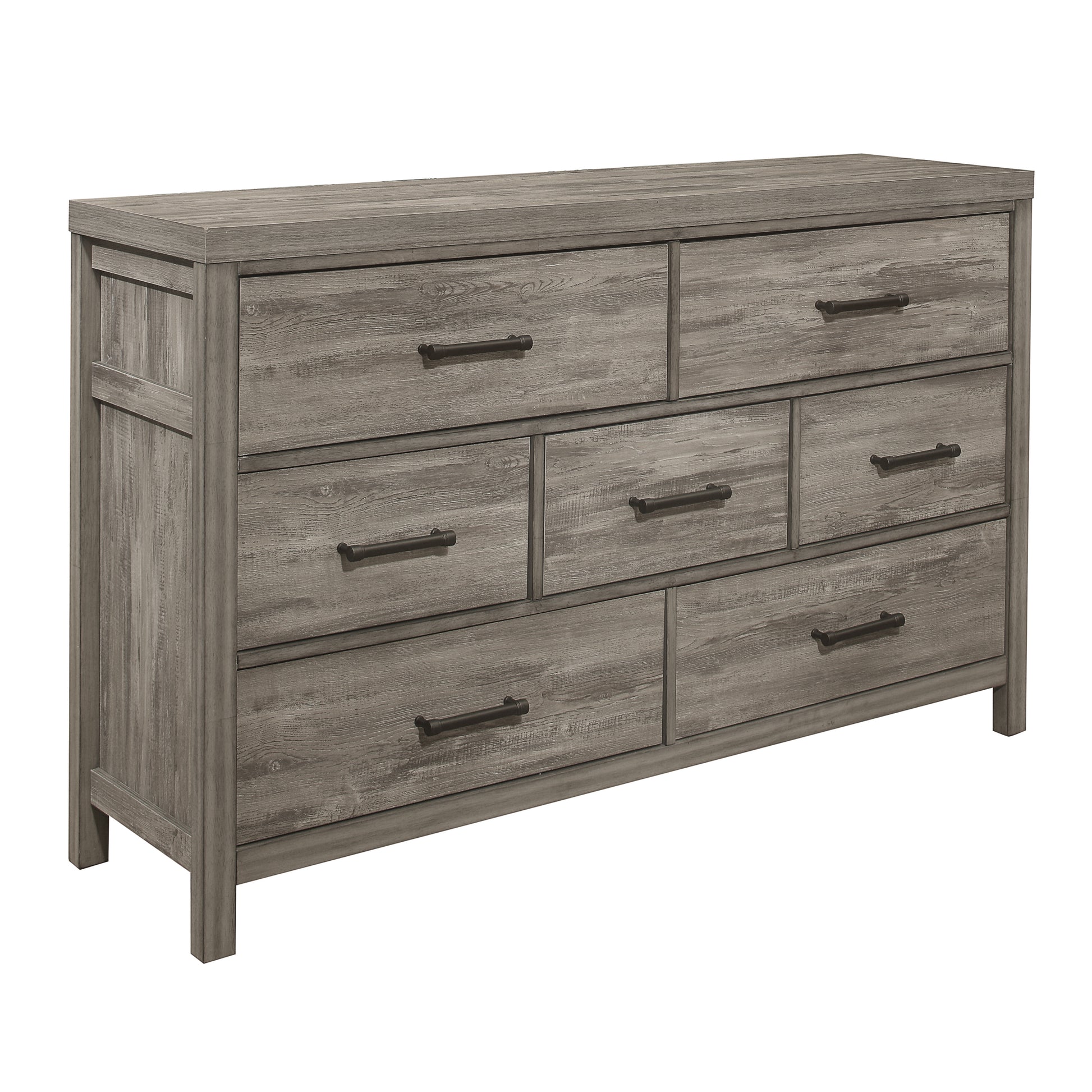 Rustic Style Bedroom Dresser Of 7 Drawers Weathered Gray Finish Premium Melamine Laminate Wooden Furniture 1Pc Gray Bedroom Rustic,Transitional Wood