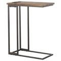 Gunmetal And Antique Brown C Shape Snack Table With Power Outlet Brown Brown Built In Outlets Or Usb Primary Living Space Industrial Rectangular Rectangular Wood Sled