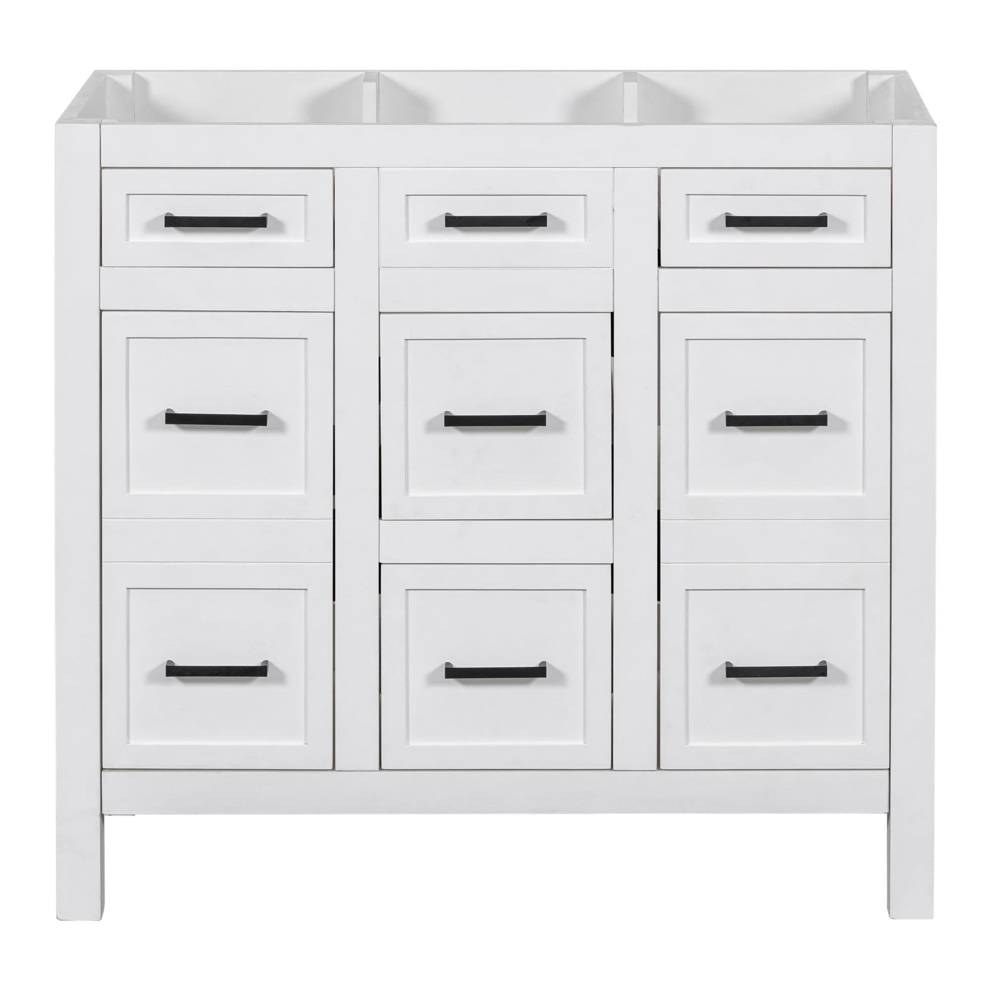 Cabinet Only 36" White Bathroom Vanity Sink Not Included White Solid Wood Mdf