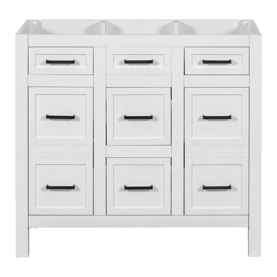 Cabinet Only 36" White Bathroom Vanity Sink Not Included White Solid Wood Mdf