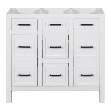 Cabinet Only 36" White Bathroom Vanity Sink Not Included White Solid Wood Mdf