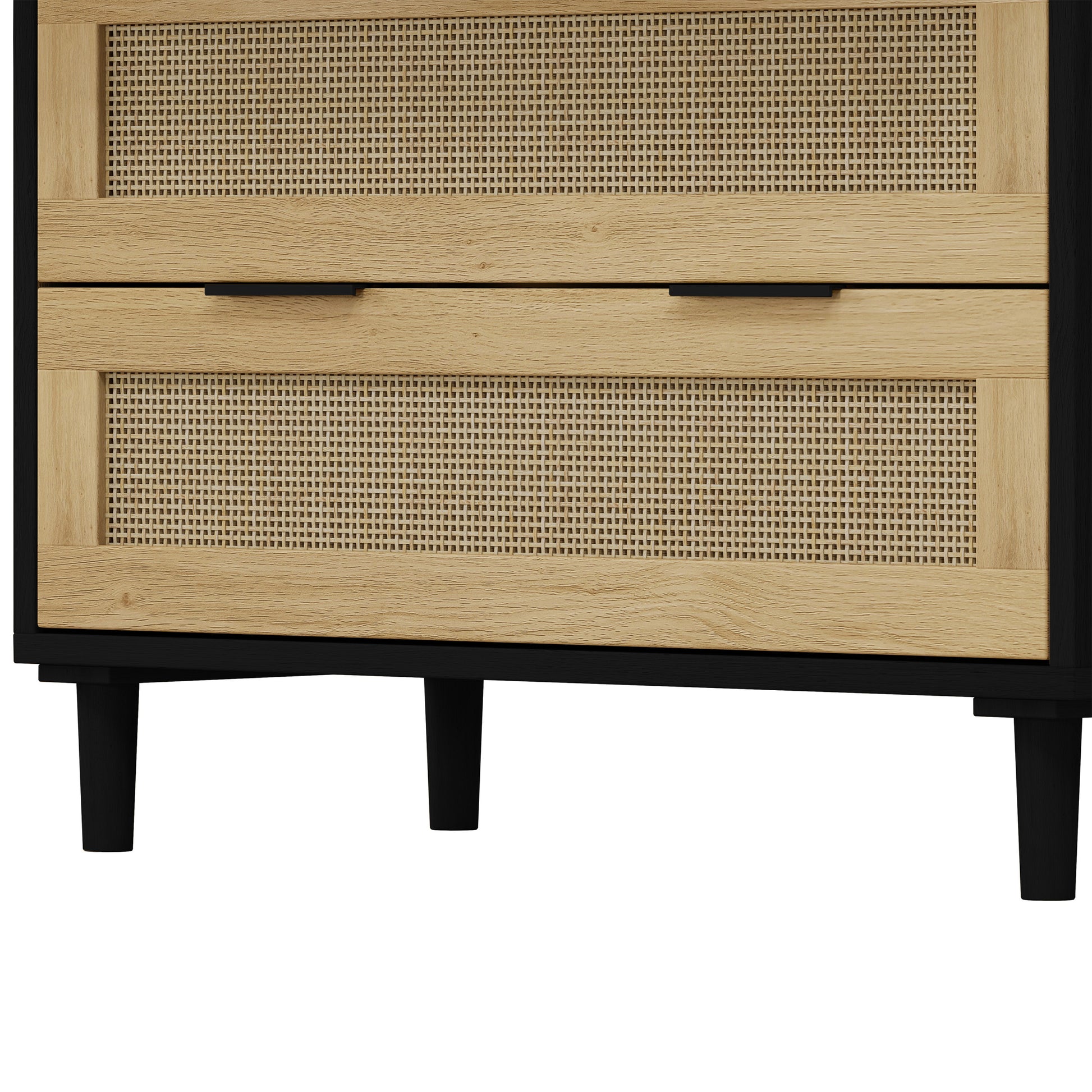 31.50"3 Drawers Rattan Storage Cabinet Rattan Drawer,For Bedroom,Living Room,Dining Room,Hallways,Black Black Mdf