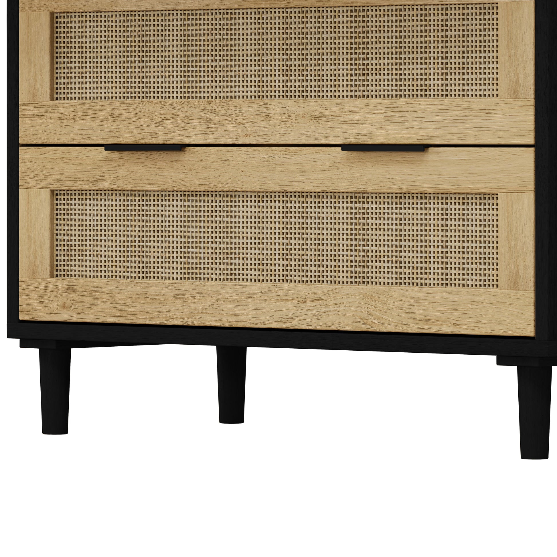 3 Drawers Rattan Storage Cabinet Rattan Drawer,For Bedroom,Living Room,Dining Room,Hallways,Black Black Mdf