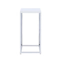 Glossy White And Chrome Accent Table Glossy White White Primary Living Space Contemporary,Modern Rectangular Glossy Coffee & End Tables Wood Sled