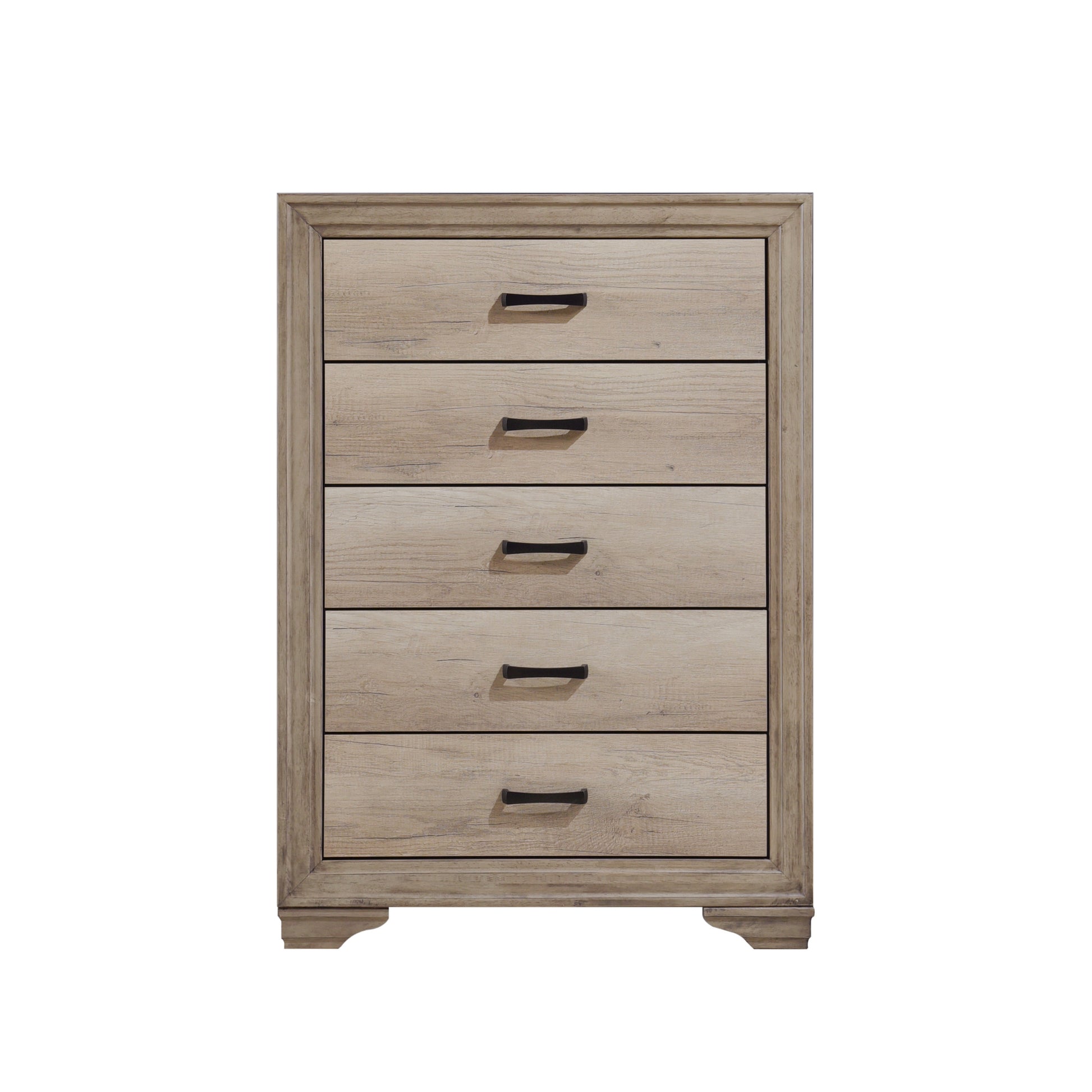 1Pc Natural Finish Bedroom Chest Of 5 Drawers W Black Hardware Bedroom Furniture Contemporary Design Natural Bedroom Industrial Wood