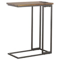 Gunmetal And Antique Brown C Shape Snack Table With Power Outlet Brown Brown Built In Outlets Or Usb Primary Living Space Industrial Rectangular Rectangular Wood Sled