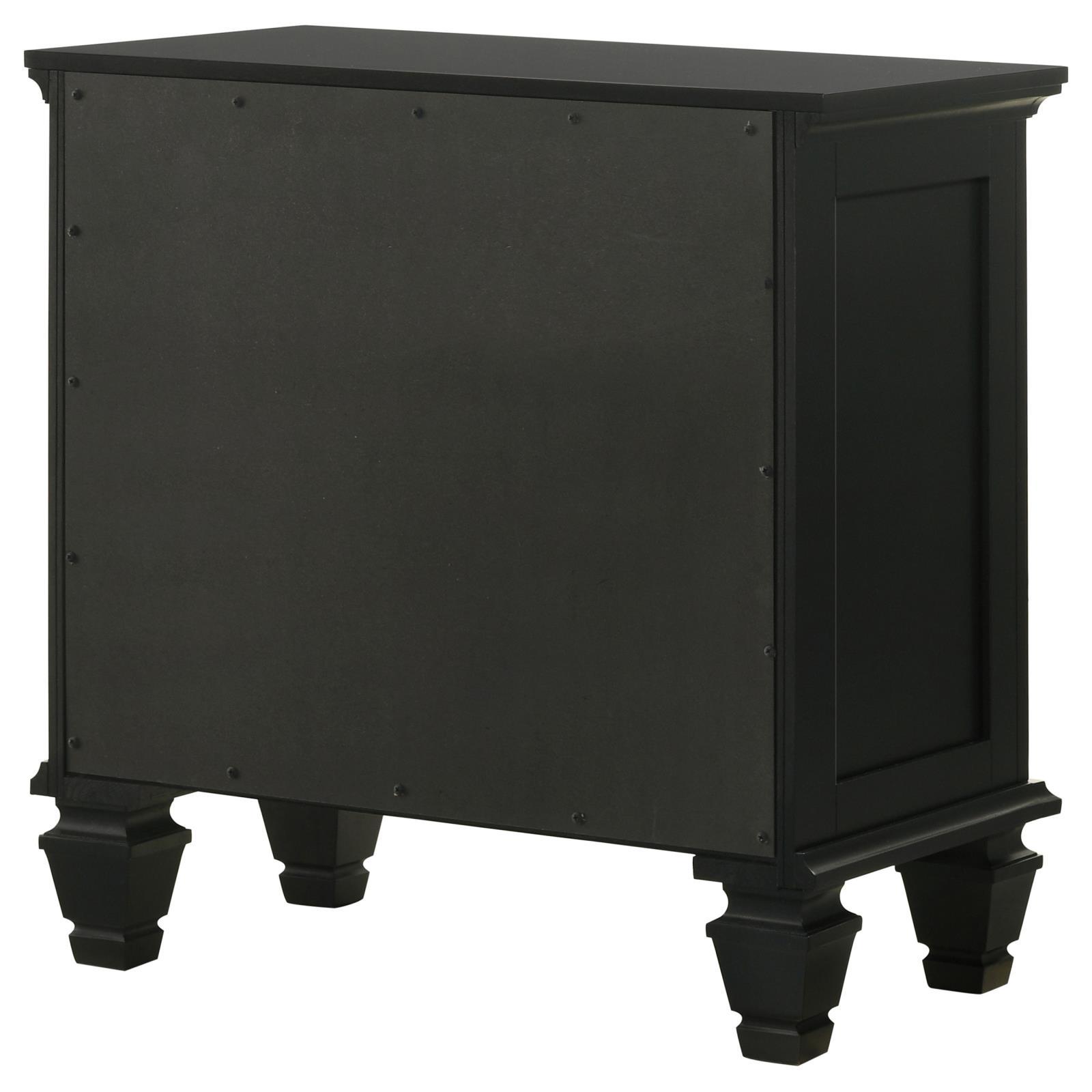 Black 3 Drawer Nightstand With Pull Out Tray Black 3 Drawers Bedroom Drawer Storage Coastal Rubberwood Felt Lined Drawers Black Wood