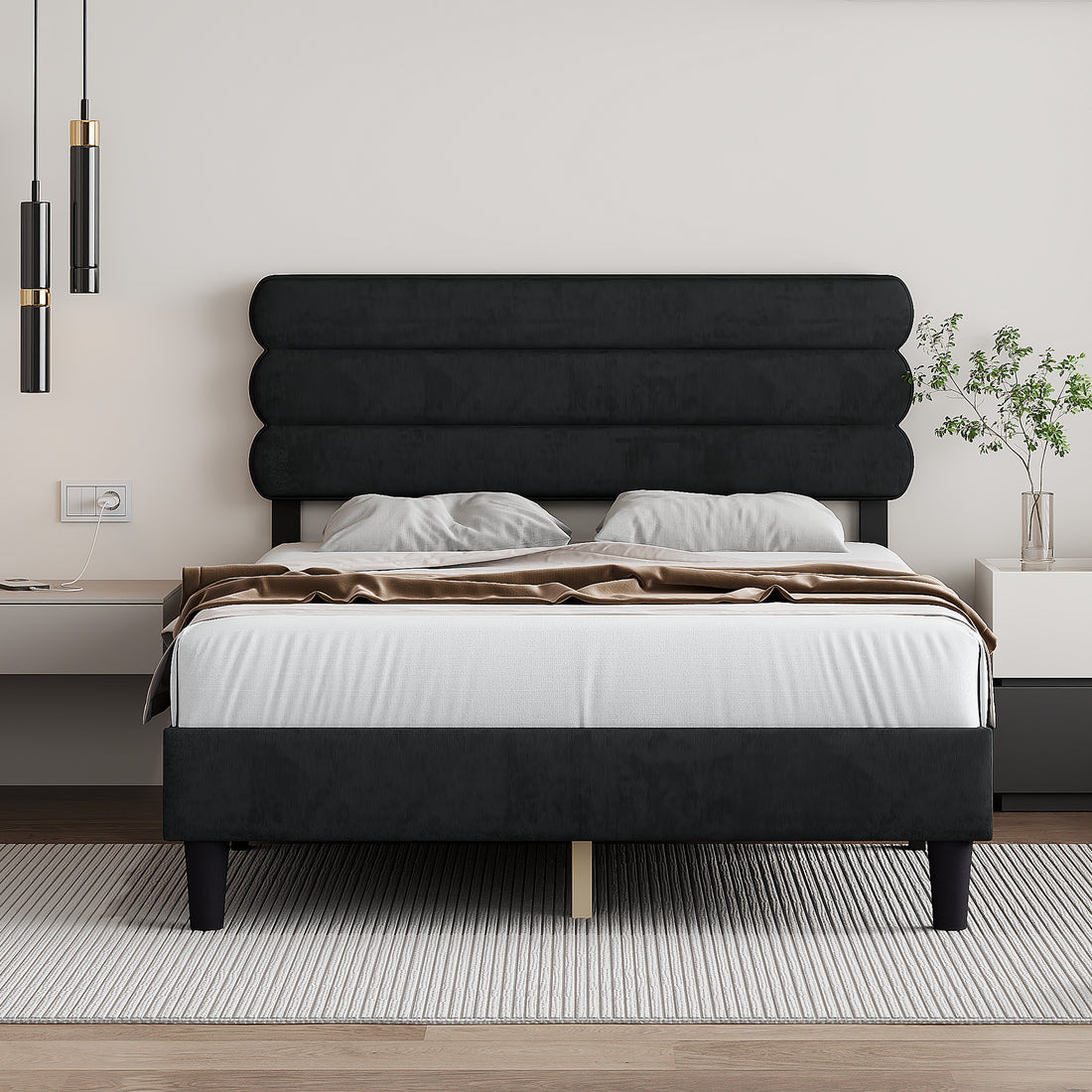 Queen Bed Frame With Headboard,Sturdy Platform Bed With Wooden Slats Support,No Box Spring,Mattress Foundation,Easy Assembly Dark Grey Dark Grey Wood