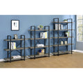 Grey Driftwood And Gunmetal 5 Tier Bookcase 5 Grey Gray Standard Vertical Office Open Back Wood Farmhouse,Rustic Wood