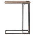 Gunmetal And Antique Brown C Shape Snack Table With Power Outlet Brown Brown Built In Outlets Or Usb Primary Living Space Industrial Rectangular Rectangular Wood Sled