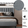King Size Upholstered Platform Bed Frame With Headboard, Mattress Foundation, Wood Slat Support, Quiet, No Box Spring Needed, Easy To Assemble Light Grey Light Gray Wood
