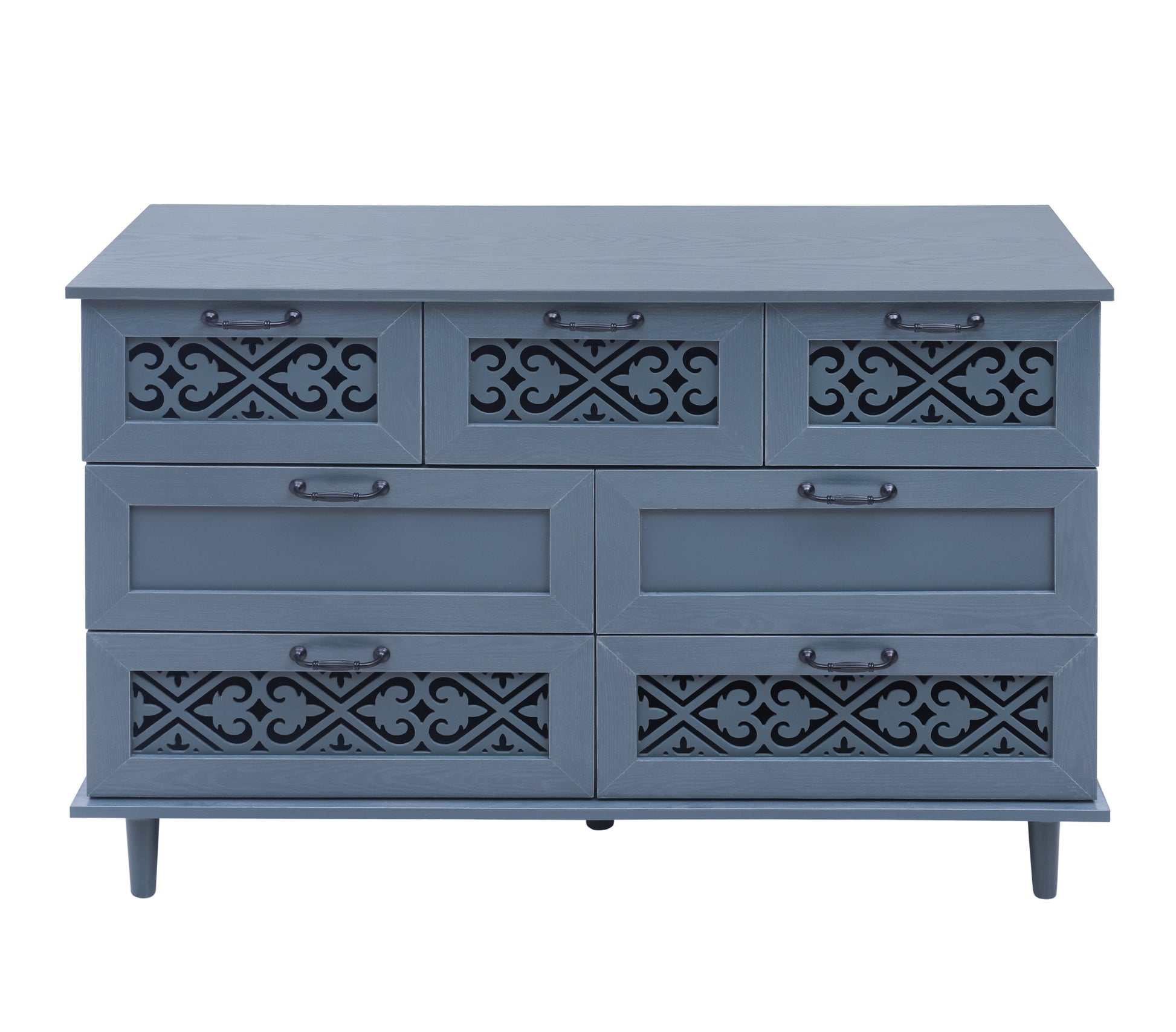 7 Drawer Cabinet, American Furniture, Suitable For Bedroom, Living Room, Study Blue Particle Board