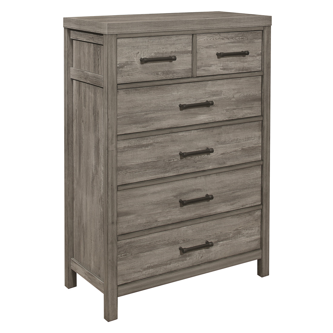 Rustic Style Bedroom Chest Of 6 Drawers Gray Finish Premium Melamine Laminate Wooden Furniture 1Pc Gray Bedroom Rustic,Transitional Wood