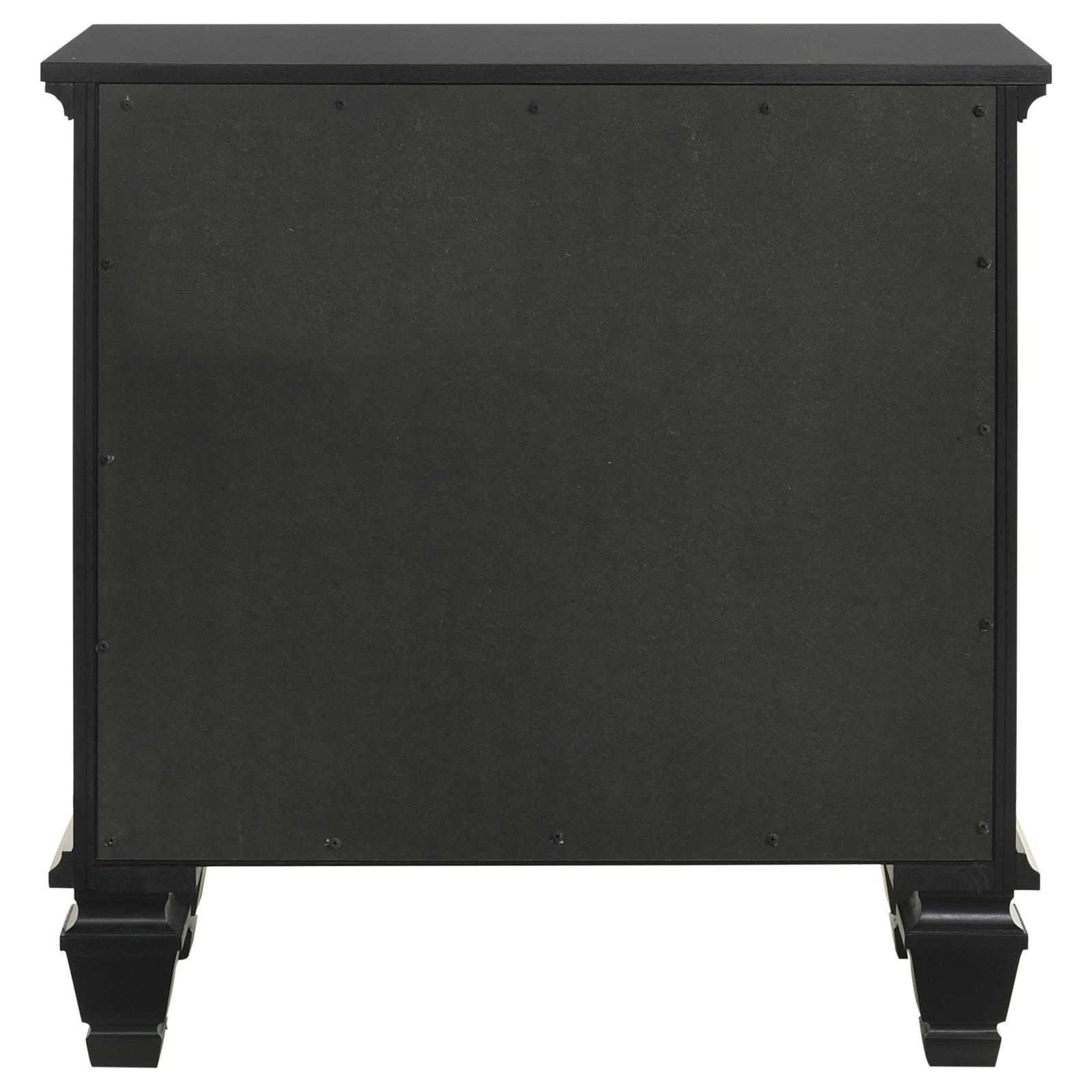 Black 3 Drawer Nightstand With Pull Out Tray Black 3 Drawers Bedroom Drawer Storage Coastal Rubberwood Felt Lined Drawers Black Wood